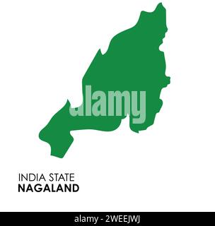 Nagaland mappa dello stato indiano. Illustrazione vettore mappa Nagaland. Mappa di Nagaland su sfondo bianco. Illustrazione Vettoriale