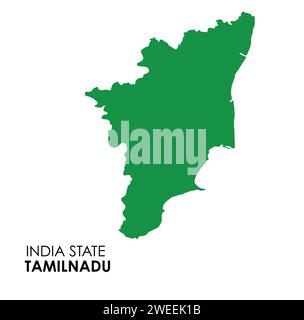 Tamil Nadu mappa dello stato indiano. Illustrazione vettore mappa Tamil Nadu. Sfondo bianco. Illustrazione Vettoriale