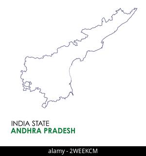 Andhra Pradesh mappa dello stato indiano. Illustrazione mappa Andhra Pradesh. Mappa vettoriale dell'Andhra Pradesh Illustrazione Vettoriale