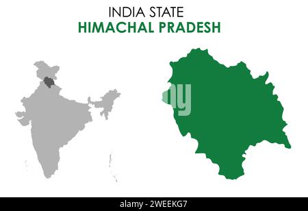 Himachal Pradesh mappa dello stato indiano. Illustrazione vettoriale mappa Himachal Pradesh. Illustrazione Vettoriale