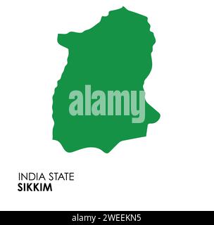 Mappa Sikkim dello stato indiano. Illustrazione vettore mappa Sikkim. Mappa vettoriale Sikkim su sfondo bianco. Illustrazione Vettoriale