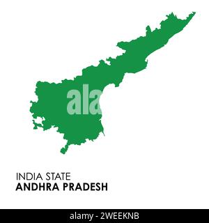 Andhra Pradesh mappa dello stato indiano. Illustrazione mappa Andhra Pradesh. Mappa vettoriale dell'Andhra Pradesh Illustrazione Vettoriale