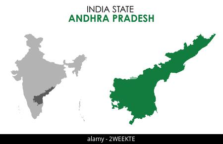 Andhra Pradesh mappa dello stato indiano. Illustrazione mappa Andhra Pradesh. Mappa vettoriale dell'Andhra Pradesh Illustrazione Vettoriale