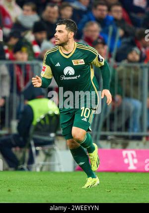 Kevin Volland, Union Berlin 10 nella partita di recupero FC BAYERN MUENCHEN - 1.FC UNION BERLIN 1-0 il 24 gennaio 2024 a Monaco di Baviera, Germania. Stagione 2023/2024, 1.Bundesliga, FCB, München, giorno 13, 13.Spieltag © Peter Schatz / Alamy Live News - LE NORMATIVE DFL VIETANO QUALSIASI UTILIZZO DI FOTOGRAFIE come SEQUENZE DI IMMAGINI e/o QUASI-VIDEO - Foto Stock