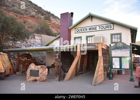 Bisbee, AZ., U.S.A., 12/30/202. Queen #15 offre ai visitatori uno scorcio delle miniere di tunnel, delle difficoltà dei minatori e dei muli utilizzati per trasportare il minerale. Foto Stock