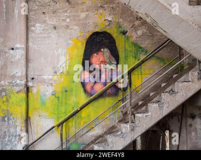 Grafitti nell'impianto chimico di Rudersdorf, vicino a Berlino, Germania Foto Stock