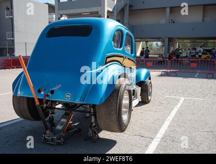 Detroit Spinner è un dragster costruito a mano basato su una vecchia Ford. Foto Stock