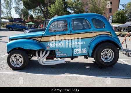 Detroit Spinner è un dragster costruito a mano basato su una vecchia Ford. Foto Stock