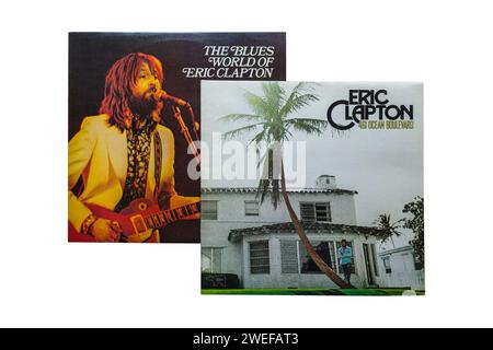 Eric Clapton 461 Ocean Boulevard1974 & The Blues World of Eric Clapton 1975 vinile album copertina LP isolato su sfondo bianco Foto Stock