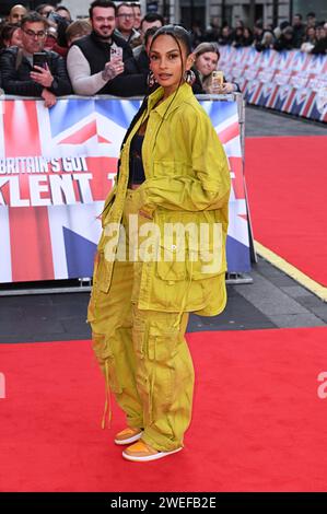 Londra, Regno Unito. 25 gennaio 2024. Londra, Regno Unito. 25 gennaio 2024. Alesha Dixon che arriva per le audizioni Britain's Got Talent al London Palladium. Crediti: Doug Peters/Alamy Live News Foto Stock