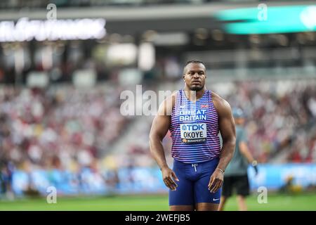 Lawrence Okoye partecipa ai Campionati mondiali di atletica leggera di Budapest 2023. Foto Stock