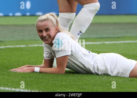 Chloe Kelly vicino alla fine della UEFA Women's Euro Final 2022 Inghilterra contro Germania al Wembley Stadium, Londra 31 luglio 2022 Foto Stock