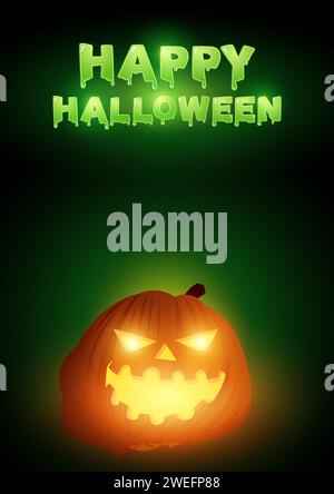 Testo di Halloween felice con Jack o Lantern come decorazione, illustrazione vettoriale EPS 10 Illustrazione Vettoriale
