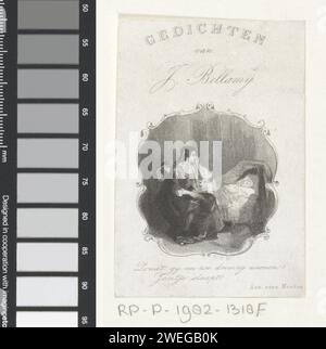 Madre seduta nel letto di un bambino, stampa 1852 Una madre è seduta ai piedi del piede di suo figlio addormentato. carta acciaio incisione madre e figlio/i (gruppo familiare) Foto Stock