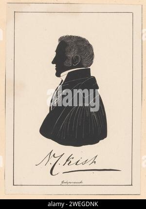 Ritratto silhouette di Nicolaas Christiaan Kist, Pieter Barbiers (IV) (possibile), 1809 - 1848 stampa sotto il ritratto la firma della persona ritratta. persone storiche su carta Foto Stock