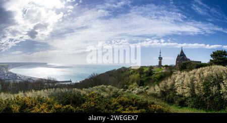 Vista panoramica sulla costa francese della Normandia Foto Stock