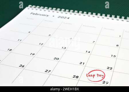 Buon Leap Day o anno bisestile. Pagina del calendario 29 febbraio. Foto Stock