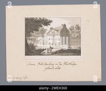 Vista del Nieuwe Stadsherberg nella piantagione di Amsterdam, Anonimo, 1686 - 1800 stampa carta incisione/incisione hotel, Hostelry, inn Plantation Foto Stock