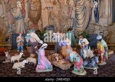 Nativity in the Gallery at Christmas, Biltmore Estate, Asheville, North Carolina Foto Stock