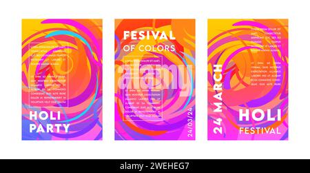 Happy Holi Festival, festival dei colori. Concept design colorato, banner, sfondo e schede illustrazione vettoriale Illustrazione Vettoriale