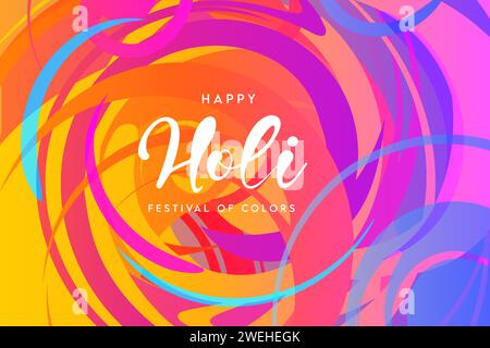 Illustrazione del disegno astratto colorato della scheda di sfondo Happy Holi per Festa del colore dei saluti di festa dell'India Illustrazione Vettoriale