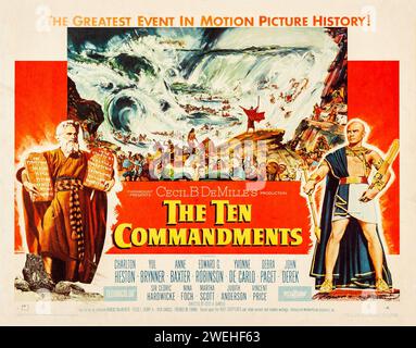 Poster del vecchio film - i dieci comandamenti (Paramount, 1956). Charlton Heston e Yul Brynner Foto Stock