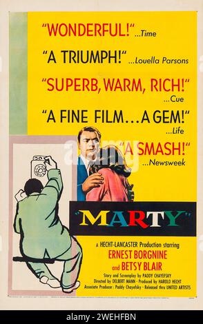 Poster di film d'epoca - Marty (1955) Ernest Borgnine e Betsy Blair Foto Stock