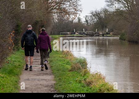 Hatton Locks sul Grand Union Canal, Warwickshire, Regno Unito Foto Stock