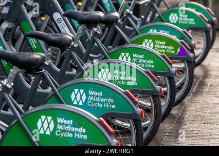 Linea di biciclette West Midlands Cycle Hire a Coventry, West Midlands, Regno Unito. Foto Stock