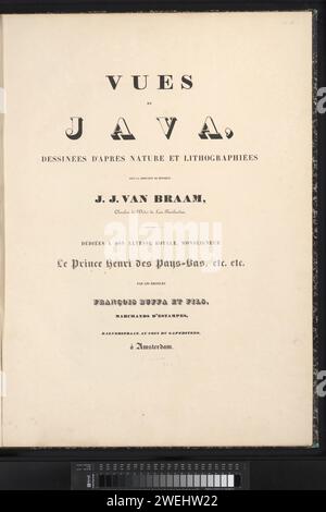 Views of Java, Anonymous, 1822 - 1845 Print fa parte di un album con una serie di sei litografie di volti in Java e una stampa del titolo. Vista sulla città cartacea in generale; "vista" Java Foto Stock