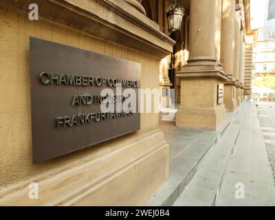 Firma della borsa di Frankfurter nel centro finanziario tedesco Francoforte sul meno Foto Stock