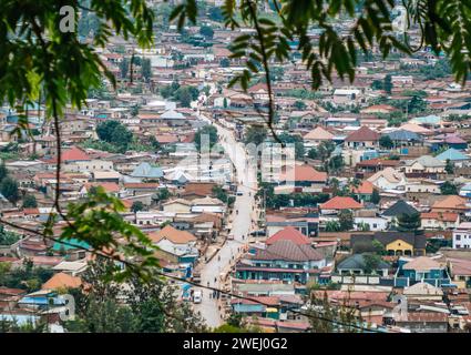 Vista della città di Kigali, la capitale del Ruanda, dell'Africa orientale Foto Stock