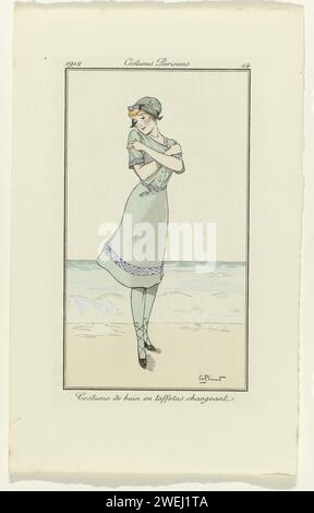 Diario delle signore e degli abiti, 1912, costumi parigini, no 14: Costume da bagno (...), Anonymous, 1912 costume da bagno carta per incidere i piatti della moda Foto Stock