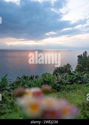 Gisenyi, una città sulla riva nord del lago Kivu in Ruanda, Africa orientale Foto Stock