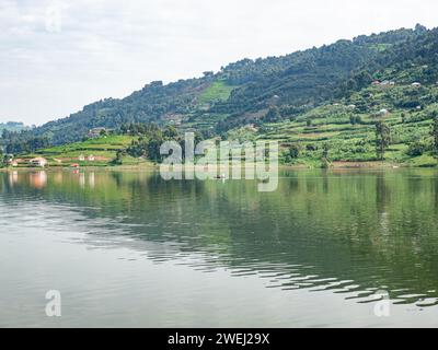 Lago Bunyonyi nel sud-ovest dell'Uganda tra Kisoro e Kabale Foto Stock