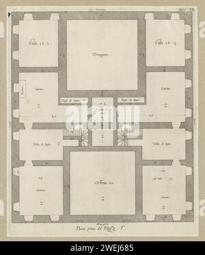 Mappa del seminterrato di Palazzo Spinola a Genova, 1622 stampa questa stampa fa parte di un album. piano di incisione su carta  architettura. Hôtel, cioè piccolo palazzo della città - AA - architettura civica: All'interno di Palazzo Spinola Foto Stock