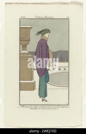 Diario delle signore e degli abiti, 1912, costumi parigini, no 38: Camice di velluto viola (...), Anonymous, 1912 lastre di carta per incidere Foto Stock