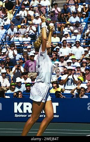 Monica Seles (USA) partecipa agli US Open Tennis 1991. Foto Stock