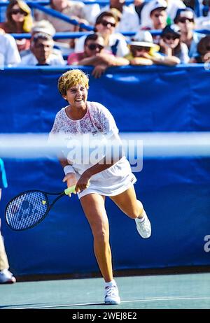 Monica Seles (USA) partecipa agli US Open Tennis 1991. Foto Stock