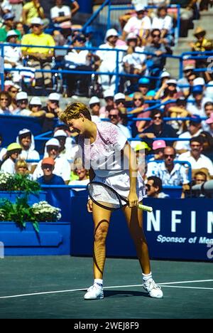 Monica Seles (USA) partecipa agli US Open Tennis 1991. Foto Stock