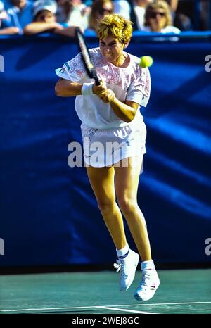 Monica Seles (USA) partecipa agli US Open Tennis 1991. Foto Stock