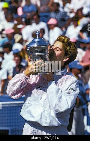 Monica Seles (USA) partecipa agli US Open Tennis 1991. Foto Stock