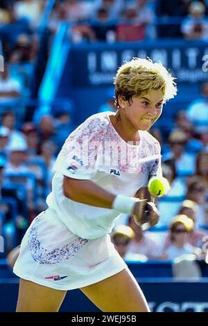 Monica Seles (USA) partecipa agli US Open Tennis 1991. Foto Stock