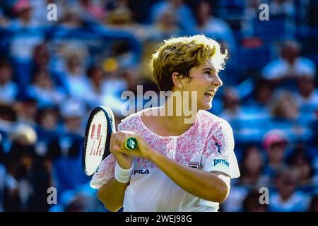 Monica Seles (USA) partecipa agli US Open Tennis 1991. Foto Stock