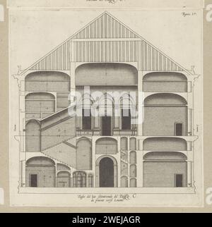 Sezione trasversale della Villa Spinola di San Pietro a Genova, stampa del 1622 questa stampa fa parte di un album. sezione di incisione su carta  progettazione architettonica o modello. Hôtel, cioè piccolo palazzo in città - AA - architettura civica: All'interno di Villa Spinola di San Pietro Foto Stock