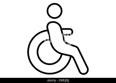 icona disabilitata sedia a rotelle. icona relativa ai percorsi accessibili. stile icona linea. illustrazione dell'elemento Illustrazione Vettoriale