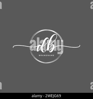 Logo di calligrafia iniziale DB con cerchio Illustrazione Vettoriale