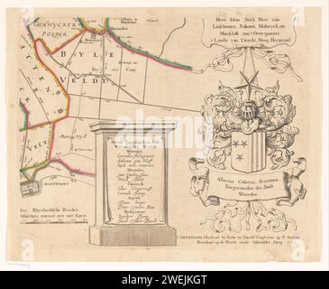 Mappa del Water Board of Woerden (Nona parte), Justus VinckBoons, David VinckBoons (II), 1684 stampa Nona parte (sotto la destra) di una mappa del Woerden Water Board. mappe cartacee per incisioni di paesi o regioni diversi. Cuscinetto araldico Woerden Foto Stock