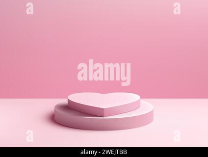 Modello 3D Heart podium di San Valentino. Perfetto per espositori di prodotti, branding e social media. Illustrazione vettoriale Illustrazione Vettoriale