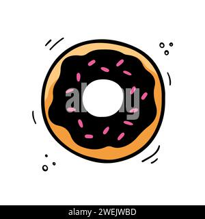 Illustrazione delle ciambelle. Illustrazione del fast food in stile doodle. Disegno a mano di ciambella. Ciambella disegnata a mano. Illustrazione Vettoriale
